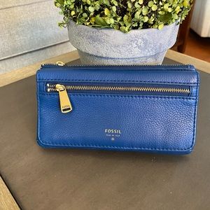 Fossil Leather Wallet, Blue